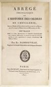 DAMBREVILLE, ÉTIENNE. Abrégé Chronologique de l''Histoire des Ordres de Chevalerie. 1807